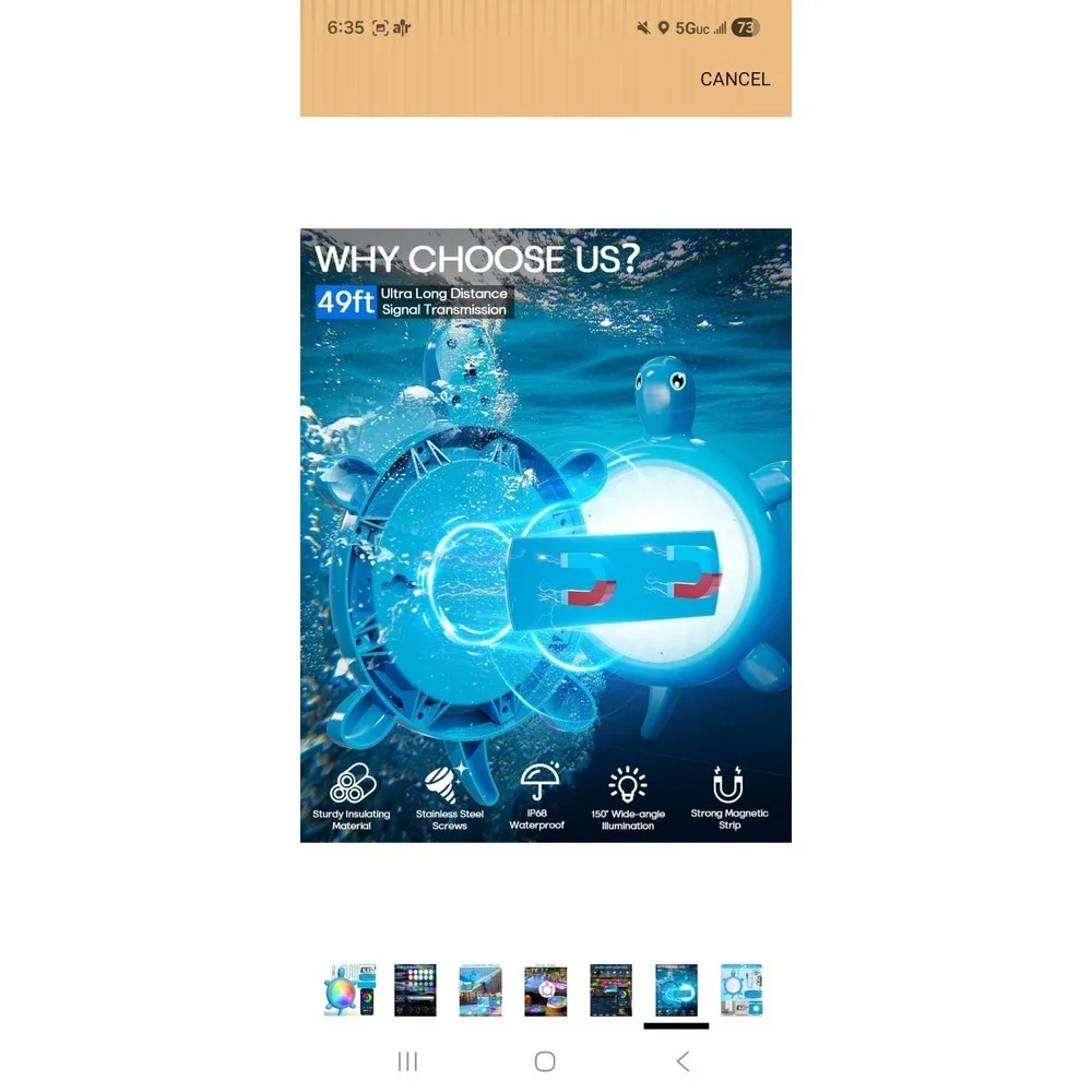 Priorare LED Pool Light Turtle RBIC App Control IP68 Waterproof XZM-F018 White